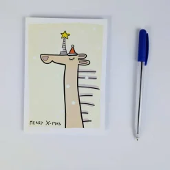 süße Weihnachtskarte mit Einhorn - Din A6 Postkarte mit weihnachtlich geschmücktem Einhorn