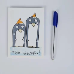 süße Weihnachtskarte mit Pinguinen - Din A6 Postkarte - Frohe Weihnachten