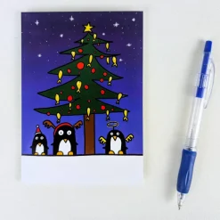 süße Weihnachtskarte mit Pinguinen - Din A 6 Grußkarten- Weihnachtskarte für Kinder