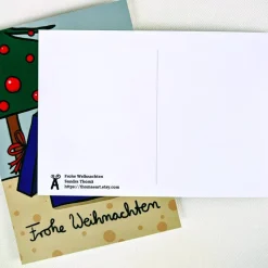 süße Weihnachtskarte mit weißer Ratte - lustige Din A 6 Weihnachtskarte - Grußkarte für Kinder