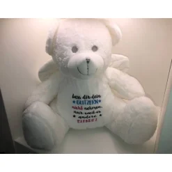 Sehr schöner bestickter Bär Teddy Engel Gerburtsdaten, Namen, Spruch, Geschenk
