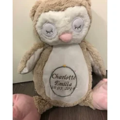 Sehr schöner bestickter Eule Geburtsdaten, Geburtstag, Namen, Spruch, Geschenk