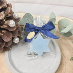 Seifenstern aus Schafmilchseife - Weihnachtsstern - EISBLUME - hellblau