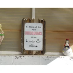 Seitdem ich Dingsbums kenne, kann ich alles erklären  – Lustige Wanddeko aus Altholz,und Blech MADE in Germany