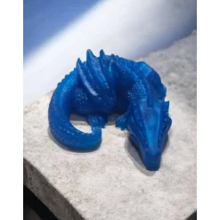 Süßer Drache Blau Epoxydharz – Handgefertigtes Unikat, ca. 10cm – Dekofigur