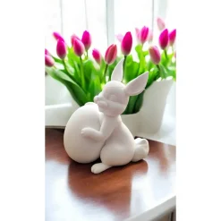 Süßer Hase mit Ei in den Pfoten aus umweltfreundlichem PLA – 3D-Druck Dekofigur