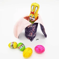 Süßer Osterhasen-Beutel aus Stoff, wiederverwendbar, mit Blumenmuster – Geschenkverpackung für Ostern