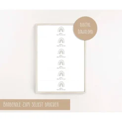 Servietten Banderole | Taufe Regenbogen mint | Getränkebanderole | neutrale Taufdeko oder Gastgeschenk | PDF Download