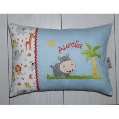 Süßes Nilpferd & Name - Personalisierte Kissen, Kindergarten, Geschenk zur Geburt, Kissen mit Namen, Namenskissen