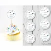 Set 6 Cupcake Topper 1. Schultag personalisiert mit individuellem Namen bunter Wimpelkette und einem Vogel in rosa oder