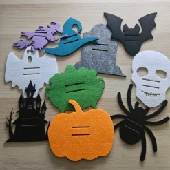 Set: 10 Halloweenmotive aus Filz mit Schlitzen für einen Geldschein / Schokoriegel