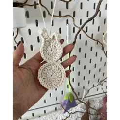 Set 3 Osterhasen gehäkelt Anhänger Frühlings Deko Osterdeko Hase minimalistisch gelb rosa flieder