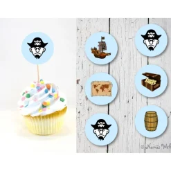 Set aus 6 Cupcake Topper Flags Muffindeko Piraten Piratenparty