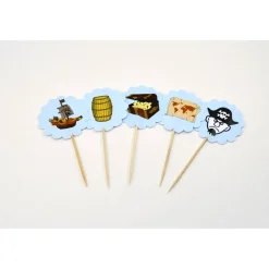 Set aus 6 Cupcake Topper Flags Muffindeko Piraten Piratenparty