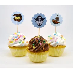 Set aus 6 Cupcake Topper Flags Muffindeko Piraten Piratenparty