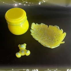 Set aus Blatt  Teddy  und Dose mit Schraubdeckel