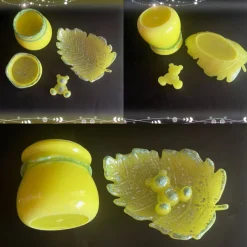 Set aus Blatt  Teddy  und Dose mit Schraubdeckel