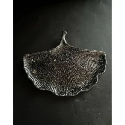 Set aus Blatt und Teelichthalter schwarz Glitzer