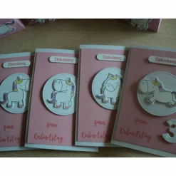 1set Einladungskarten zum Kindergeburtstag Party Motto Einhorn Unicorn Mädchen Einladungen Grußkarte Einladung