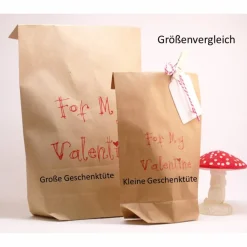 Set Geschenktüte Bruder vom Schulkind Schultüte Geschwistertüte mit Geschenkanhänger aus Papier und Kordel in rot-weiß