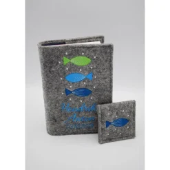 Set Gotteslobhülle + Rosenkranztasche Gebetbuch Fisch Hülle Geschenk Kommunion Firmung Geschenkidee personalisiert