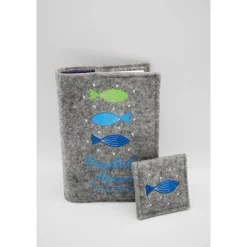 Set Gotteslobhülle + Rosenkranztasche Gebetbuch Fisch Hülle Geschenk Kommunion Firmung Geschenkidee personalisiert