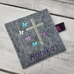 Set Gotteslobhülle Schmetterlinge mit Rosenkranztasche Lilatöne