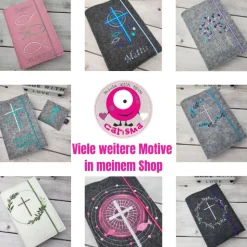 Set Gotteslobhülle strahlendes Kreuz mit Fische und Rosenkranztäschchen