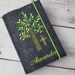 Set Gotteslobhülle,Gotteslobeinband Lebensbaum mit Rosenkranztasche grüntöne, Kommuinon