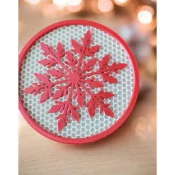 Set mit 4 Weihnachts-Untersetzern & Halter – Filigrane Schneeflocke | 3D-Druck ABS