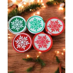 Set mit 4 Weihnachts-Untersetzern & Halter – Filigrane Schneeflocke | 3D-Druck ABS