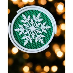 Set mit 4 Weihnachts-Untersetzern & Halter – Filigrane Schneeflocke | 3D-Druck ABS