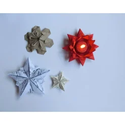 Set Origami Sterne Weihnachten Upcycling 4er bis 5 er-Sets