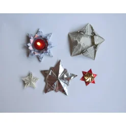 Set Origami Sterne Weihnachten Upcycling 4er bis 5 er-Sets