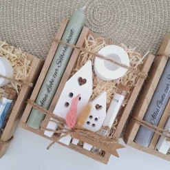 Silberhochzeit Geldgeschenk Silberhochzeitsgeschenk Häuser / Lichthäuser Kerzenhalter rund Geschenkset Gutschein Kerzens