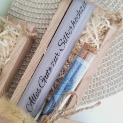 Silberhochzeit Geldgeschenk Reagenzglas Silberhochzeitskerze Silberhochzeitsgeschenk Geschenkset Gutschein Kerzenset Sta