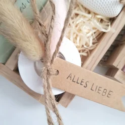 Silberhochzeit Silberhochzeitsgeschenk Dekoherz Kerzenhalter rund Kerze Kerzenset Stabkerze Kerze mit Kerzenbox Holzbox