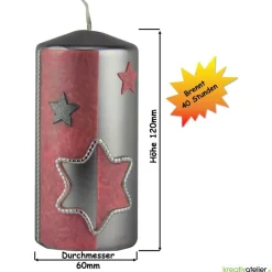 Silberne Weihnachtskerze mit rosafarbigem Stern
