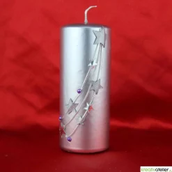 Silberne Weihnachtskerze „Sternenzauber“