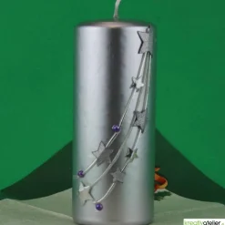 Silberne Weihnachtskerze „Sternenzauber“