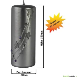 Silberne Weihnachtskerze „Sternenzauber“