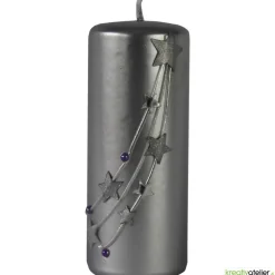 Silberne Weihnachtskerze „Sternenzauber“