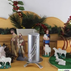 Silberne Weihnachtskerze „Sternenzauber“