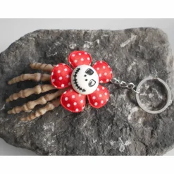 Skull Totenkopf Skelett Hand, Schlüsselanhänger rot  polka dots