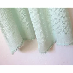 Sommer Schal mint aus Baumwolle und Merino, leichtes Lace-Tuch reine Naturfaser, zarte Stola Damen