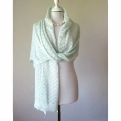 Sommer Schal mint aus Baumwolle und Merino, leichtes Lace-Tuch reine Naturfaser, zarte Stola Damen