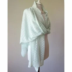 Sommer Schal mint aus Baumwolle und Merino, leichtes Lace-Tuch reine Naturfaser, zarte Stola Damen