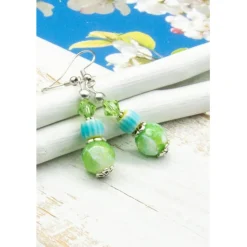 Sommerfrische Achat Ohrhänger Grün, Boho Hippie Ohrringe, handgemachter Unikatschmuck, Weihnachtsgeschenk Frau