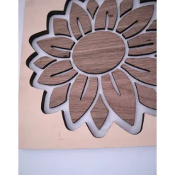 SONNENBLUME AUS NUSSBAUM und BUCHE Sperrholz mit Rattanmuster