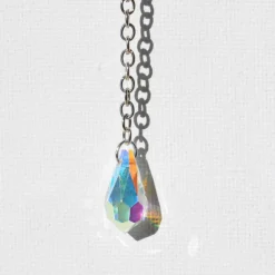 Sonnenfänger - Herz aus irisierendem Buntglas mit Glaskristall - Türkis/Rosa